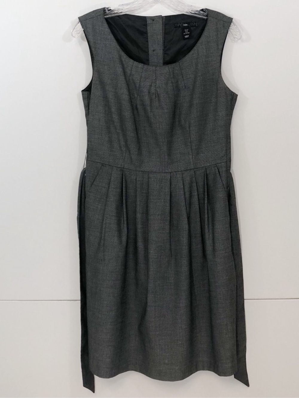 H&M Charcoal Sleeveless Pleated Waist Sheath Dress